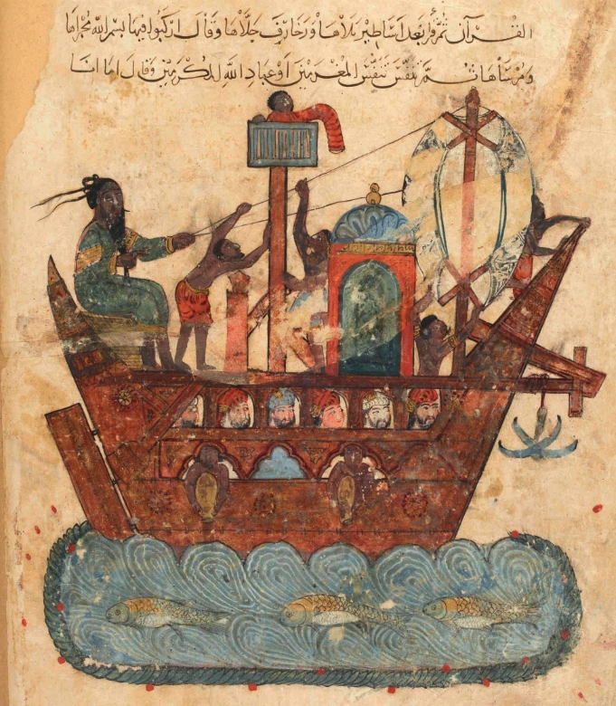 Miniature extraite des Maqâmât d'Al-Harîrî, XIIIᵉ siècle (BnF, Paris).